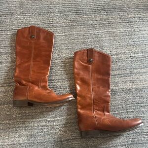 Frye Cognac Leather Heeled Boots